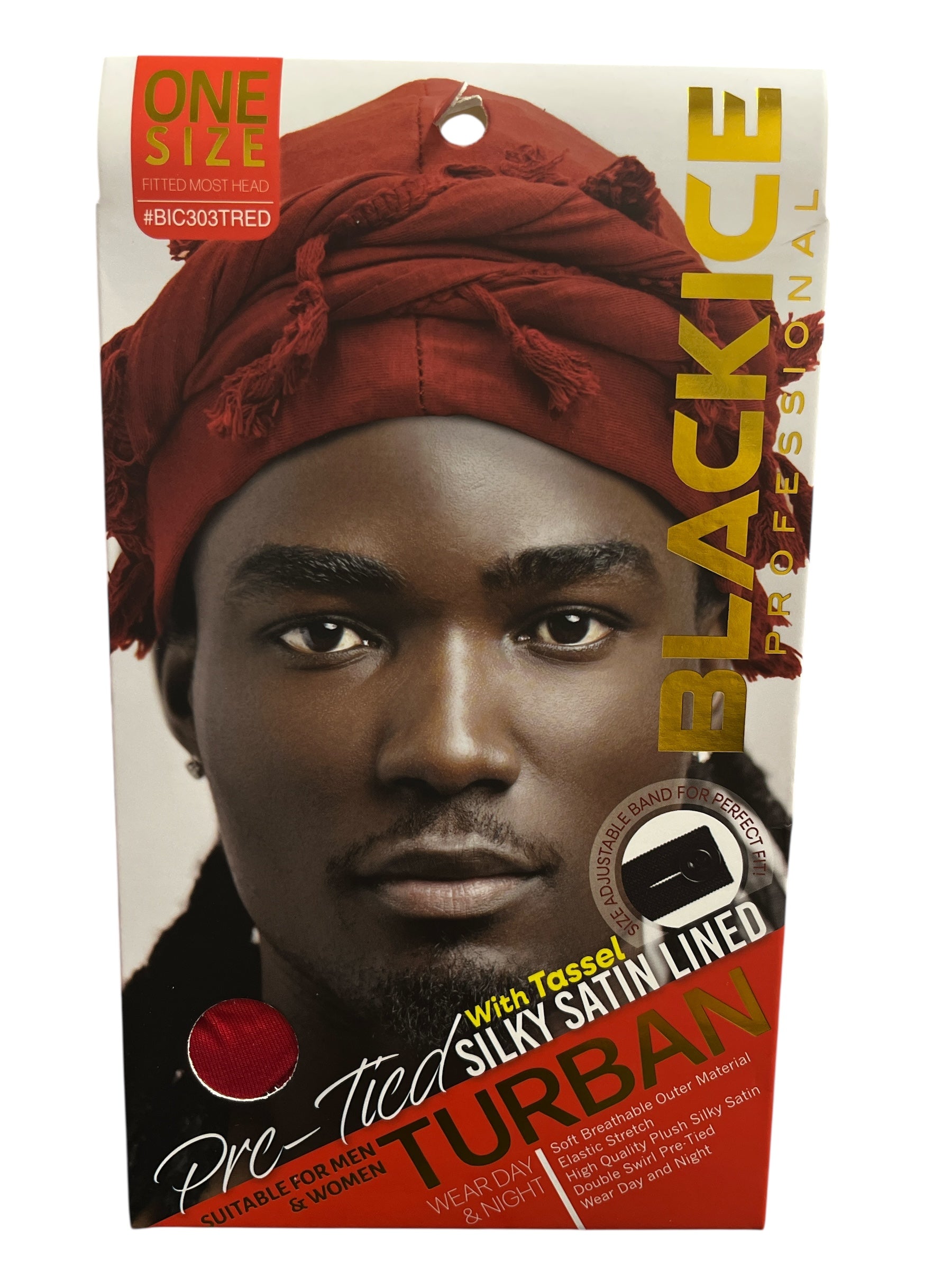 Black ice Turban red w tassel